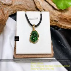 Mặt dây tỳ hưu ngọc Cẩm thạch A, vàng 18k - Hình ảnh 4