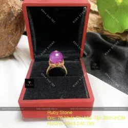 Nhẫn trái châu Ruby sao thiên nhiên Guinea, vàng 18k - Hình ảnh 7