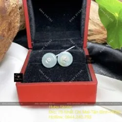 Khuyên tai Lam ngọc, vàng 18k - Hình ảnh 3