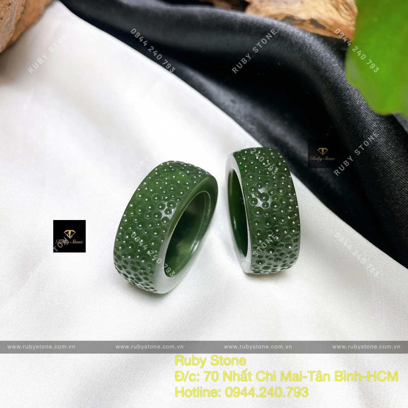 Nhẫn ngọc bích Canada xanh đậm, chạm khắc đơn giản Nhẫn ngọc bích Canada xanh đậm, chạm khắc đơn giản - Ảnh 6