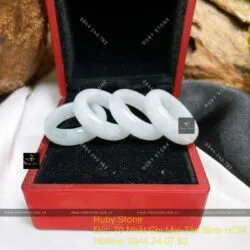 Nhẫn ngọc Cẩm thạch trắng, bản hẹ 6 ly - Ảnh 7