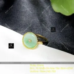 Nhẫn đồng điếu Cẩm thạch xanh lý táo, vàng 18k - Hình ảnh 6
