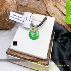 Mặt dây Đồng điếu ngọc Cẩm thạch xanh lý, vàng 18k - Ảnh 5