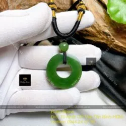 Mặt dây Đồng điếu ngọc bích Canada xanh lá, ĐK 28mm - Ảnh 2