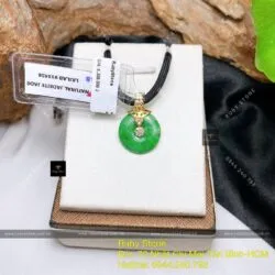 Mặt dây Đồng điếu ngọc Cẩm thạch xanh lý, vàng 18k - Ảnh 3