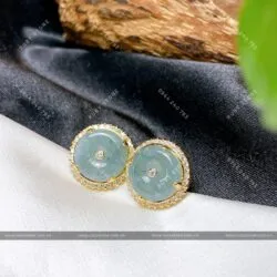 Khuyên tai Lam ngọc, vàng 18k - Ảnh 3