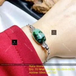 Lắc tay lu thống ngọc Cẩm thạch sơn thuỷ, bạc 925