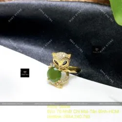 Nhẫn hồ ly Ngọc bích Canada, vàng 18k - Hình ảnh 7