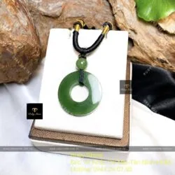 Mặt dây Đồng điếu ngọc bích Canada xanh lá, ĐK 28mm - Ảnh 4