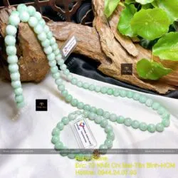 Bộ sản phẩm vòng cổ và tay ngọc Cẩm thạch xanh lý táo - Hình ảnh 5