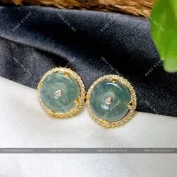 Khuyên tai Phỉ thúy hoa bay, vàng 18k - Hình ảnh 4