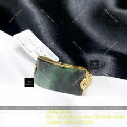Nhẫn yên ngựa ngọc Cẩm thạch sơn thuỷ, vàng 18k - Ảnh 3