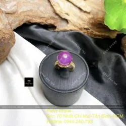 Nhẫn trái châu Ruby sao thiên nhiên Guinea, vàng 18k - Hình ảnh 3