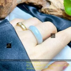 Nhẫn ngọc Cẩm thạch trắng, bản hẹ 6 ly - Ảnh 3