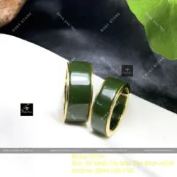 Nhẫn cặp ngọc bích Canada xanh đậm, vàng 18k - Ảnh 8