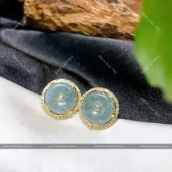 Khuyên tai Lam ngọc, vàng 18k - Ảnh 2