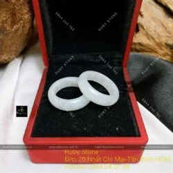 Nhẫn ngọc Cẩm thạch trắng, bản hẹ 6 ly