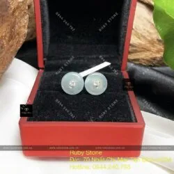 Khuyên tai Lam ngọc, vàng 18k - Hình ảnh 2