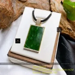 Mặt dây hình chữ nhật ngọc bích Canada, KT 36mm, vàng 18k - Hình ảnh 2