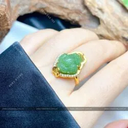 Nhẫn thiềm thừ ngọc bích Canada, vàng 18k - Ảnh 5