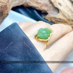 Nhẫn thiềm thừ ngọc bích Canada, vàng 18k - Ảnh 4