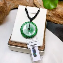 Đồng điếu ngọc Cẩm thạch xanh lý, KT 28mm - Ảnh 3