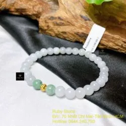 Vòng ngọc cẩm thạch Myanmar 6 ly, bi vàng 18k - Hình ảnh 5