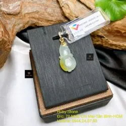 Mặt dây Hồ lô băng ngọc huyết, móc vàng 18k - Ảnh 2