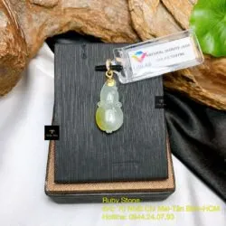 Mặt dây Hồ lô băng ngọc huyết, móc vàng 18k - Ảnh 4