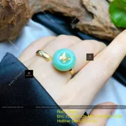 Nhẫn đồng điếu Cẩm thạch xanh lý, vàng 18k - Hình ảnh 6