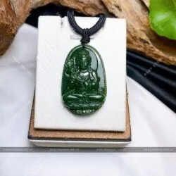 Phật bản mệnh Ngọc bích xanh đậm, kích thước 42mm - Ảnh 4