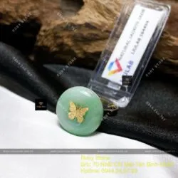 Nhẫn đồng điếu Cẩm thạch xanh lý, vàng 18k - Hình ảnh 4