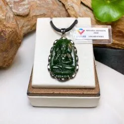Phật bản mệnh Ngọc bích Canada, KT 42mm, vàng 18k Italy - Ảnh 5