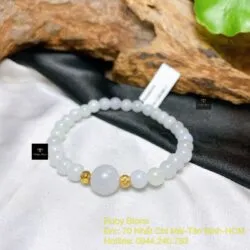 Vòng tay ngọc Cẩm thạch Myanmar 6 ly, bi vàng 18k - Hình ảnh 2