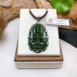 Phật bản mệnh Ngọc bích Canada, KT 42mm, vàng 18k Italy