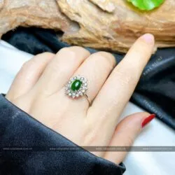Nhẫn ngọc Phỉ thuý bọc bạc 925, freesize - Hình ảnh 5