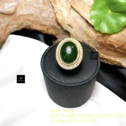 Nhẫn ngọc bích Canada xanh lý đậm, vàng 18k - Ảnh 6