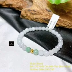 Vòng ngọc cẩm thạch Myanmar 6 ly, bi vàng 18k