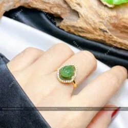 Nhẫn thiềm thừ Ngọc bích xanh lá, vàng 18k - Hình ảnh 4