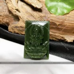Phật bản mệnh Ngọc bích xanh lá đậm, KT 42mm - Ảnh 4