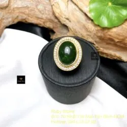 Nhẫn ngọc bích Canada xanh lý đậm, vàng 18k - Ảnh 8