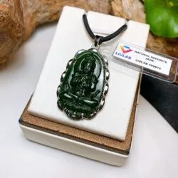 Phật bản mệnh Ngọc bích Canada, KT 42mm, vàng 18k Italy - Ảnh 4