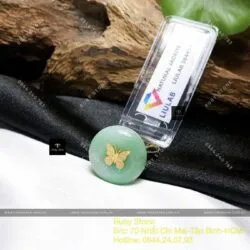 Nhẫn đồng điếu Cẩm thạch xanh lý, vàng 18k - Hình ảnh 3