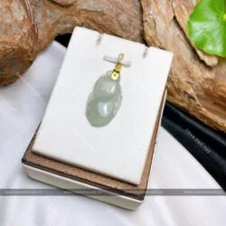 Mặt dây chuyền ngọc bội Cẩm thạch, móc vàng 18k - Ảnh 4