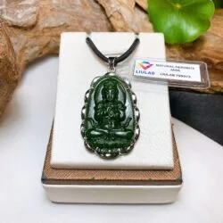 Phật bản mệnh Ngọc bích Canada, KT 42mm, vàng 18k Italy - Ảnh 2