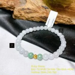 Vòng ngọc cẩm thạch Myanmar 6 ly, bi vàng 18k - Hình ảnh 3