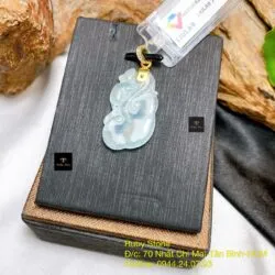 Mặt dây Ngọc bội như ý Băng ngọc, móc vàng 18k - Ảnh 4