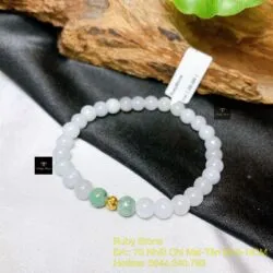Vòng ngọc cẩm thạch Myanmar 6 ly, bi vàng 18k - Hình ảnh 2