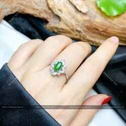Nhẫn ngọc Phỉ thuý bọc bạc 925, freesize - Hình ảnh 4