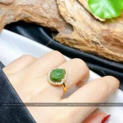 Nhẫn thiềm thừ Ngọc bích xanh lá, vàng 18k - Hình ảnh 5